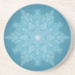 Moderne trendige, blaue türkisfarbene Boho mandala Getränkeuntersetzer