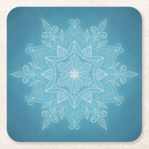 Moderne trendige, blaue türkisfarbene Boho mandala Rechteckiger Pappuntersetzer