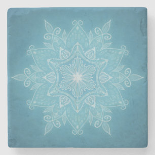 Moderne trendige, blaue türkisfarbene Boho mandala Steinuntersetzer