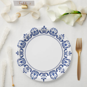 Moderne trendige Blaue und Weiße Porzellan-Chinois Pappteller