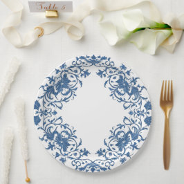 Moderne trendige Blue and White Porcelain Chinoise Pappteller