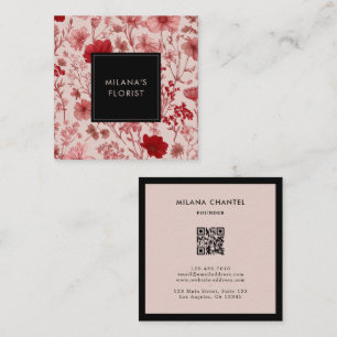 Moderne trendige Blume Floristin Pink Red Daisy Quadratische Visitenkarte