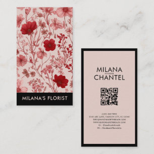 Moderne trendige Blume Floristin Pinke rote Daisy Visitenkarte