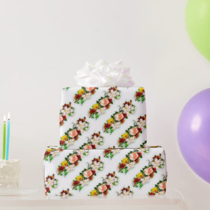 Moderne trendige bunte Rosen Blumen Geschenk Geschenkpapier