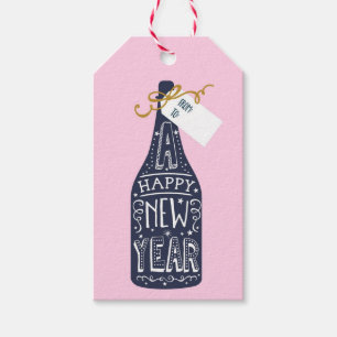 Moderne, trendige Champagner-Flasche Geschenkanhänger