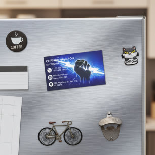 Moderne Trendige Coole Blaue Blitzelektriker Gesch Magnetische Visitenkarte