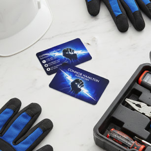 Moderne Trendige Coole Blaue Blitzelektriker Gesch Visitenkarte