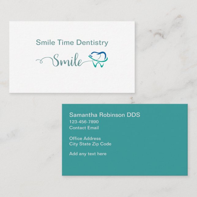 Moderne, trendige Dentist Office Business Cards Visitenkarte (Vorne/Hinten)