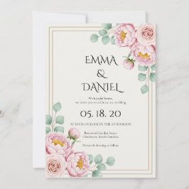 Moderne trendige Designer-Staubrose-Blush-Hochzeit Einladung
