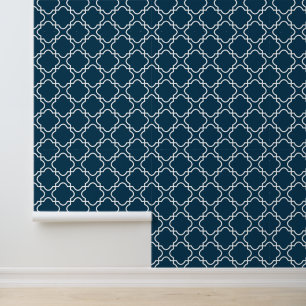 Moderne, trendige Dunkle Navy Blue Quatrefolie Tapete