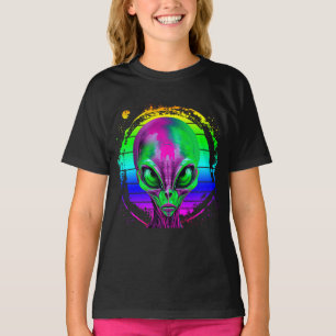 Moderne Trendige Farbige Regenbogen Alien T-Shirt