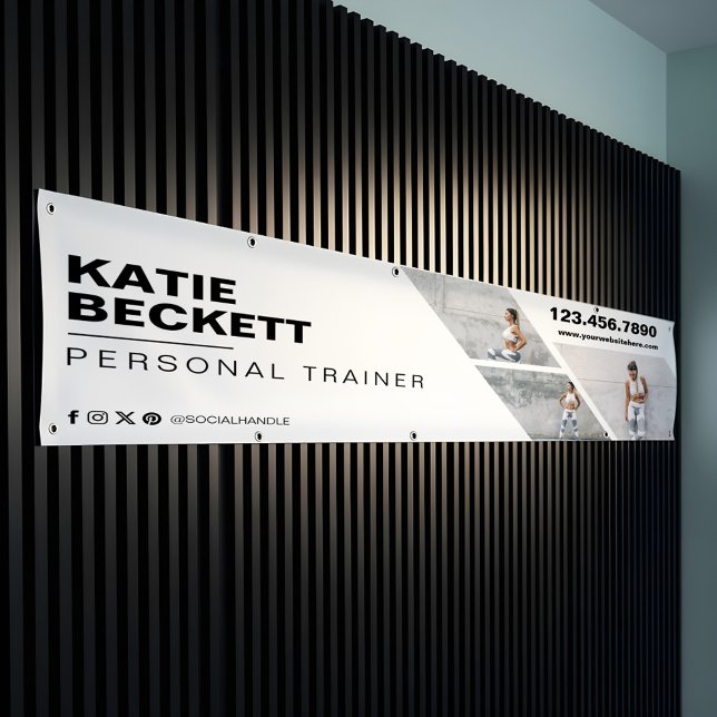 Moderne, trendige Fitness-Trainermarke für FotoCol Banner (Modern Trendy Photo Collage Fitness Trainer Brand Banner)