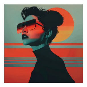 Moderne trendige Frau Retro Sunset Poster