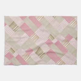 Moderne, trendige gestreifte Patchwork Quilt Pink  Geschirrtuch