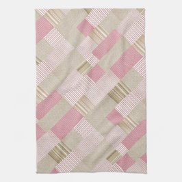 Moderne, trendige gestreifte Patchwork Quilt Pink  Geschirrtuch