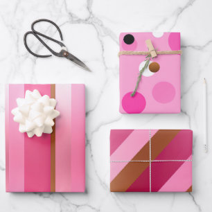 Moderne, trendige Gold und Rosa Geschenkpapier Set