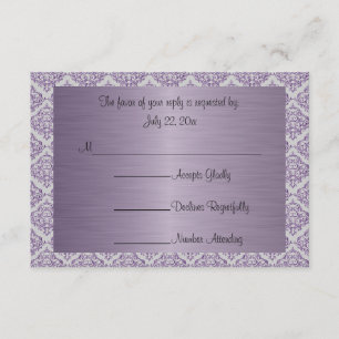 Moderne, trendige Hochzeit in einem Amethyst Lila RSVP Karte