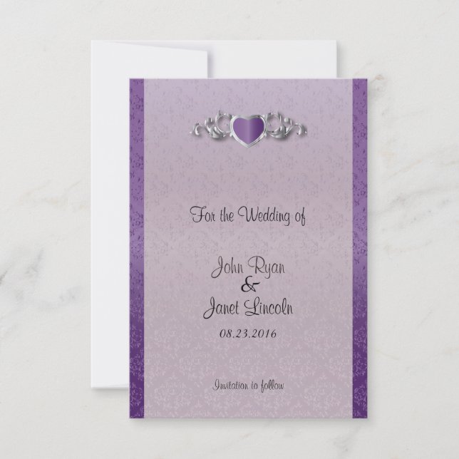 Moderne, trendige Hochzeit in einem Amethyst Lila  Save The Date (Vorderseite)