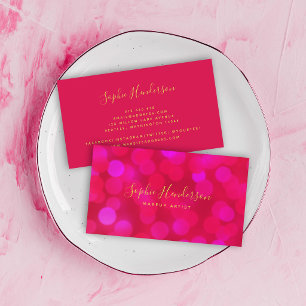 Moderne trendige Kalligrafie rosa Bokeh-Lichter Visitenkarte