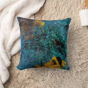 Moderne trendige kupfermetallic blau grün kissen