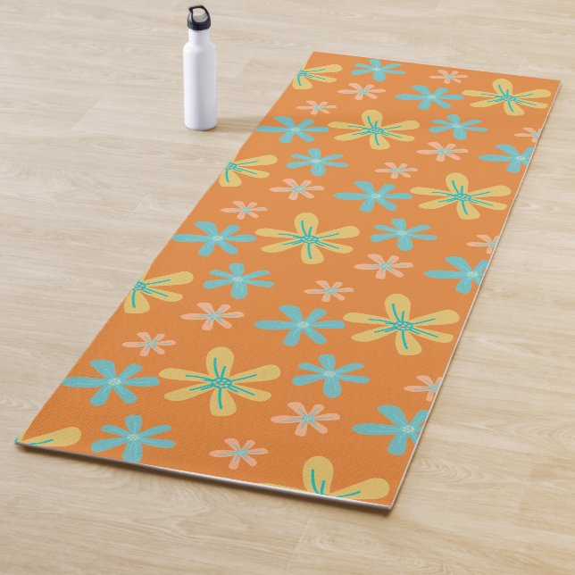 Moderne, trendige Niedliche Girly Floral Orange Mo Yogamatte (Beispiel)