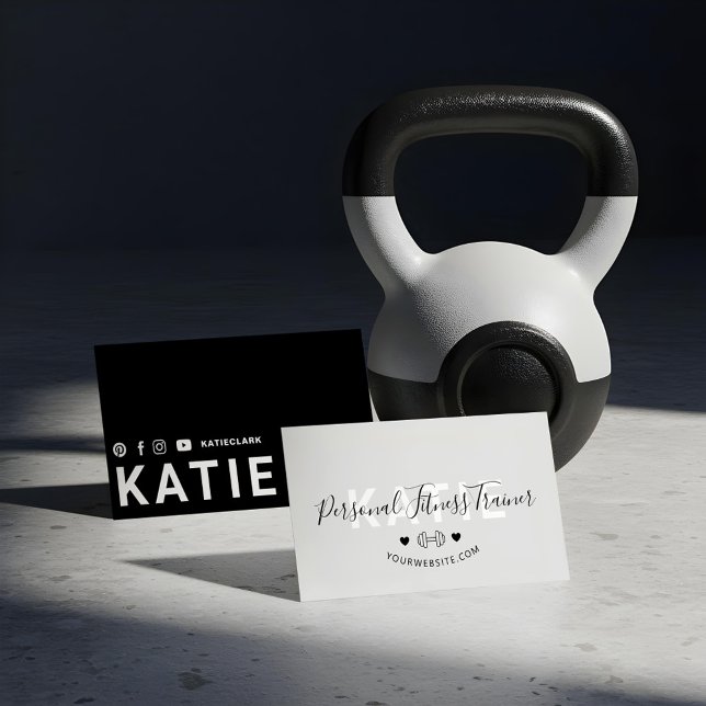 Moderne trendige Online Personal Trainer Fitness G Visitenkarte (Modern Trendy Online Personal Trainer Fitness Grey Business Card)
