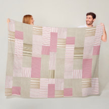 Moderne, trendige Patchwork Quilt Pink Beige Strei