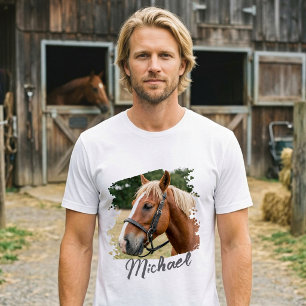 Moderne trendige personalisierte Pferdefoto und Te T-Shirt