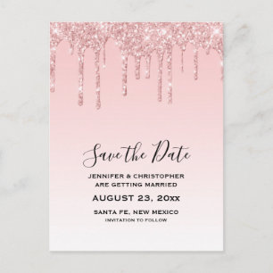Moderne trendige pinkfarbene falsche Glitter Hochz Postkarte