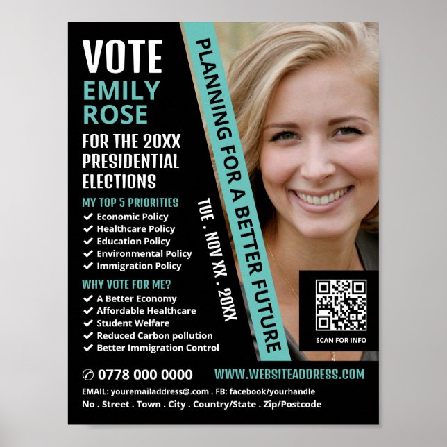 Moderne trendige politische Wahlkampfwerbung Poster (Vorne)