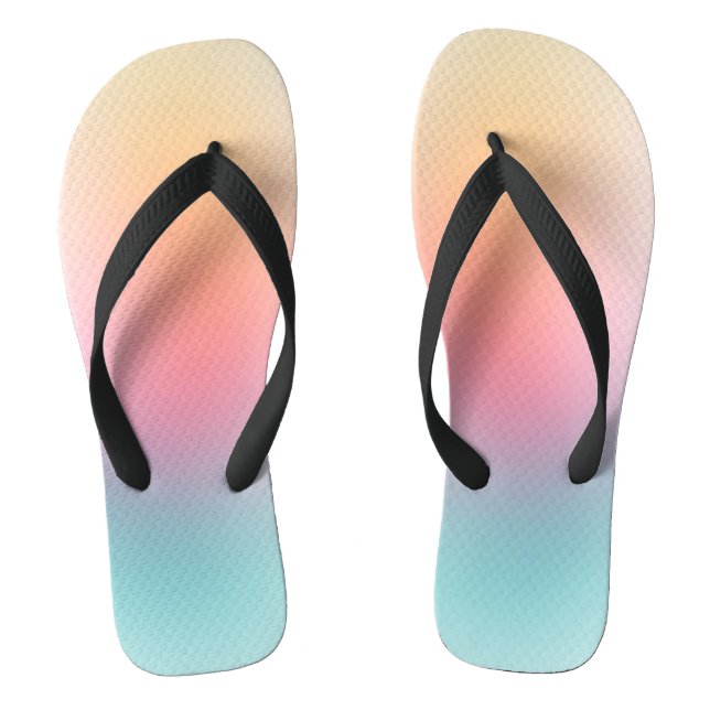 Moderne trendige Regenbogenfarben Rosa Rosa Orange Flip Flops (Fußbett)