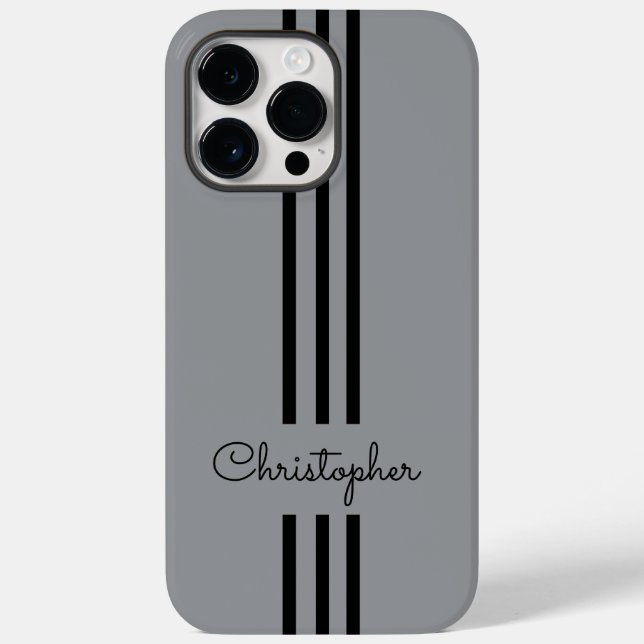 Moderne trendige Rennstreifen mit Monogramm Case-Mate iPhone Hülle (Rückseite)