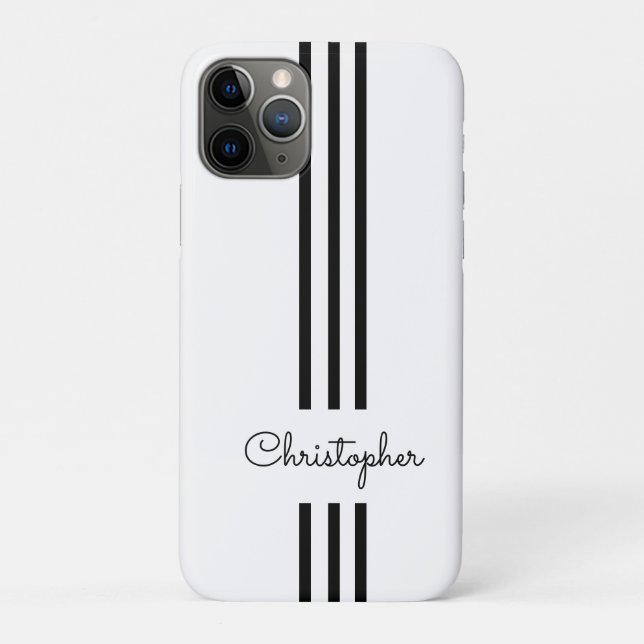 Moderne trendige Rennstreifen mit Monogramm Case-Mate iPhone Hülle (Rückseite)