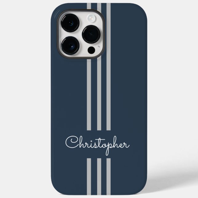 Moderne trendige Rennstreifen mit Monogramm Case-Mate iPhone Hülle (Rückseite)