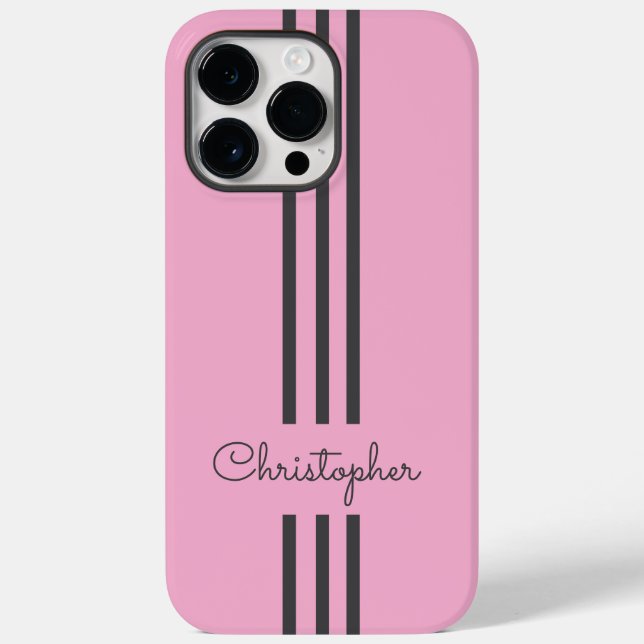 Moderne trendige Rennstreifen mit Monogramm Case-Mate iPhone Hülle (Rückseite)