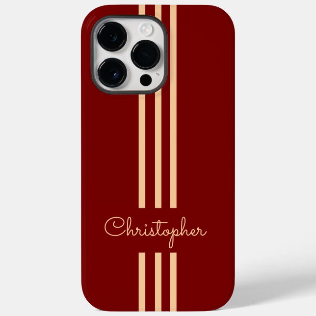 Moderne trendige Rennstreifen mit Monogramm Case-Mate iPhone Hülle (Rückseite)