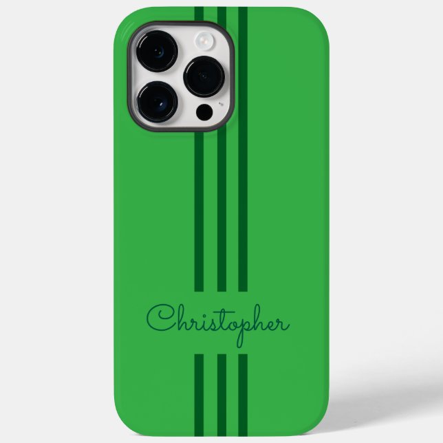 Moderne trendige Rennstreifen mit Monogramm Case-Mate iPhone Hülle (Rückseite)