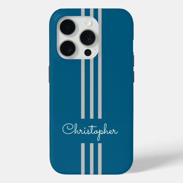 Moderne trendige Rennstreifen mit Monogramm Case-Mate iPhone Hülle (Rückseite)
