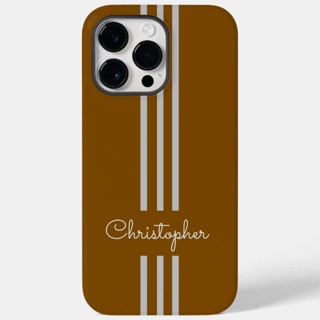 Moderne trendige Rennstreifen mit Monogramm Case-Mate iPhone Hülle (Rückseite)