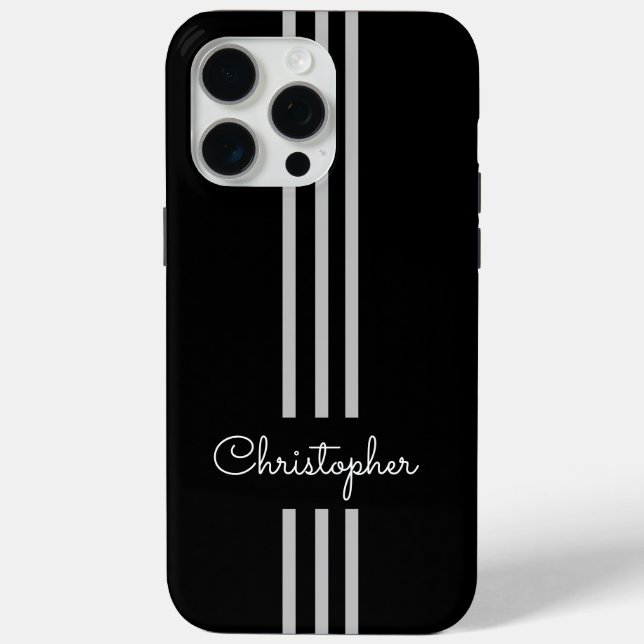 Moderne trendige Rennstreifen mit Monogramm Case-Mate iPhone Hülle (Rückseite)