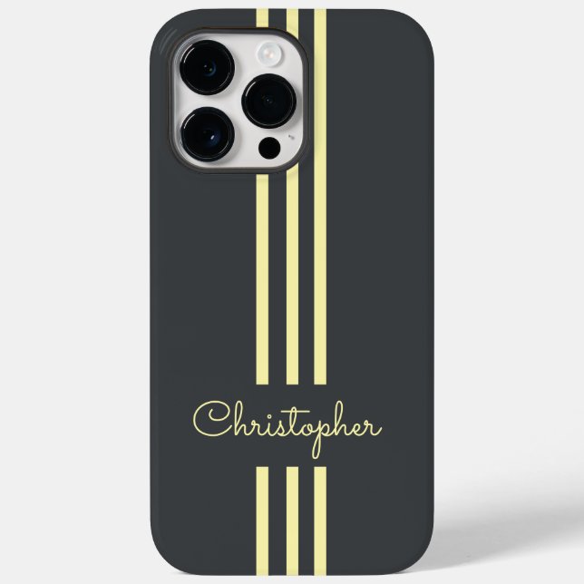 Moderne trendige Rennstreifen mit Monogramm Case-Mate iPhone Hülle (Rückseite)