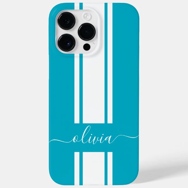 Moderne trendige Rennstreifen mit Monogramm Case-Mate iPhone Hülle (Rückseite)