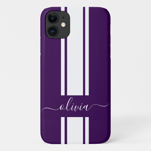 Moderne trendige Rennstreifen mit Monogramm Case-Mate iPhone Hülle (Rückseite)