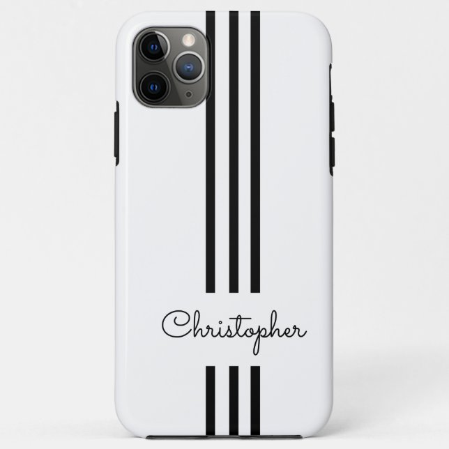 Moderne trendige Rennstreifen mit Monogramm Case-Mate iPhone Hülle (Rückseite)