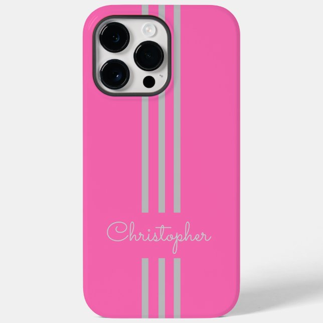 Moderne trendige Rennstreifen mit Monogramm Case-Mate iPhone Hülle (Rückseite)
