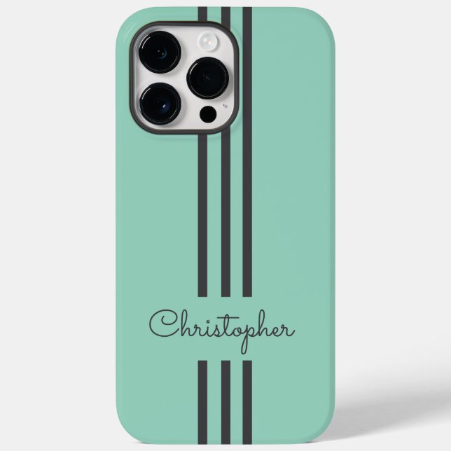 Moderne trendige Rennstreifen mit Monogramm Case-Mate iPhone Hülle (Rückseite)