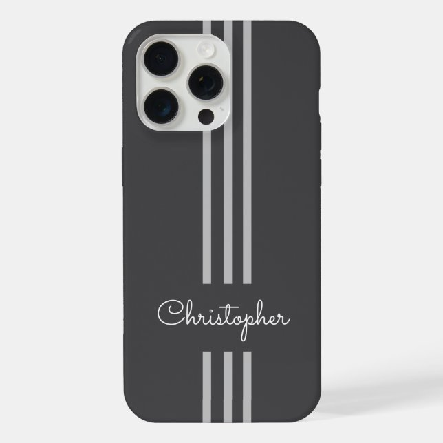 Moderne trendige Rennstreifen mit Monogramm iPhone Hülle (Rückseite)