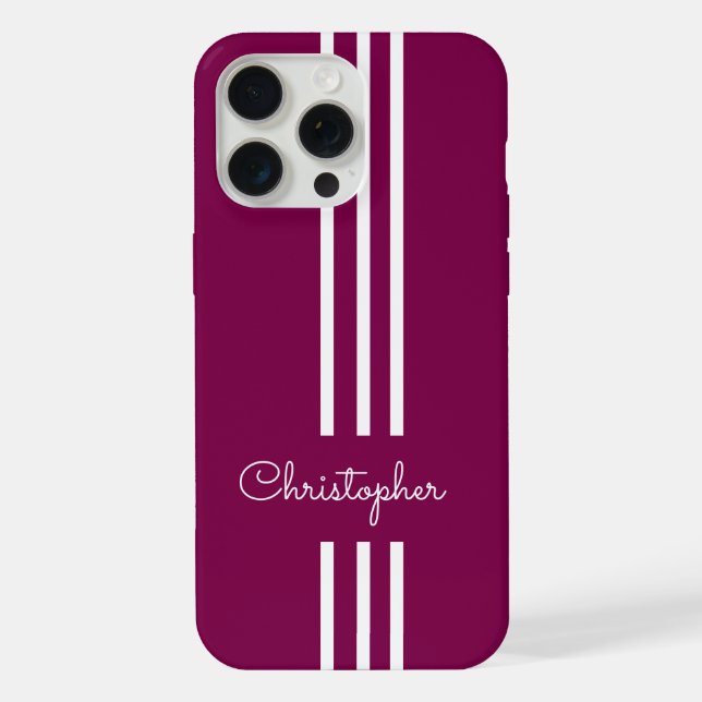 Moderne trendige Rennstreifen mit Monogramm iPhone Hülle (Rückseite)