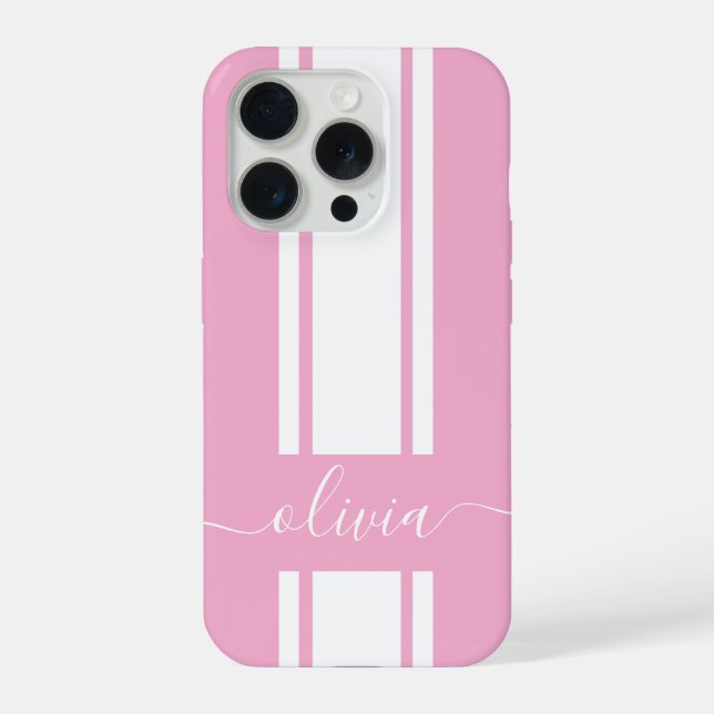 Moderne trendige Rennstreifen mit Monogramm iPhone Hülle (Rückseite)