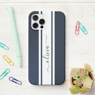 Moderne trendige Rennstreifen mit Monogramm iPhone 12 Pro Hülle